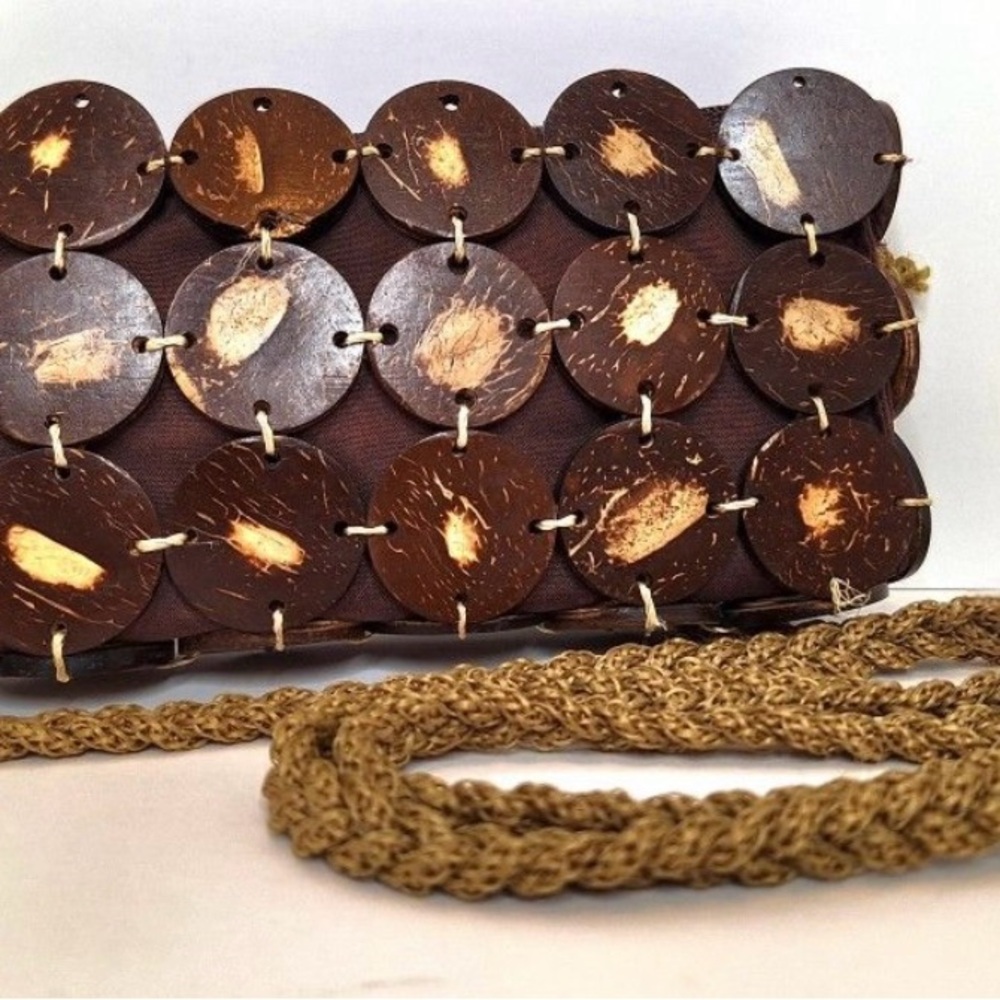 Handmade Coconut Shell Macrame Crossbody Bag from the Philippines